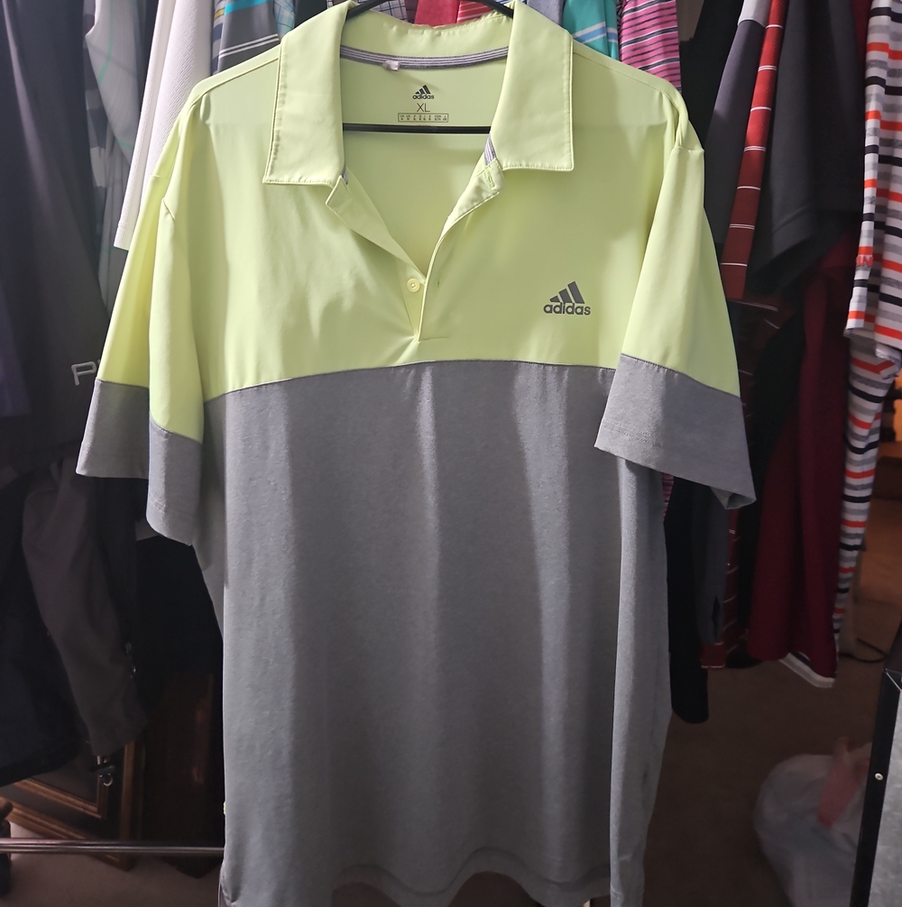 adidas Men’s Two-Tone Polo Shirt - Lime/Gray